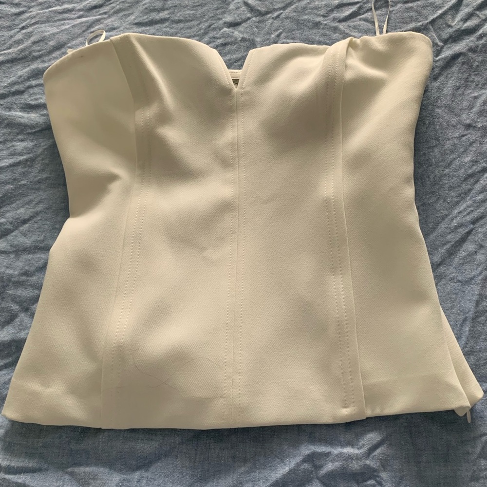 Women’s cream corset/bustier top. Never work. Size small. Zara.